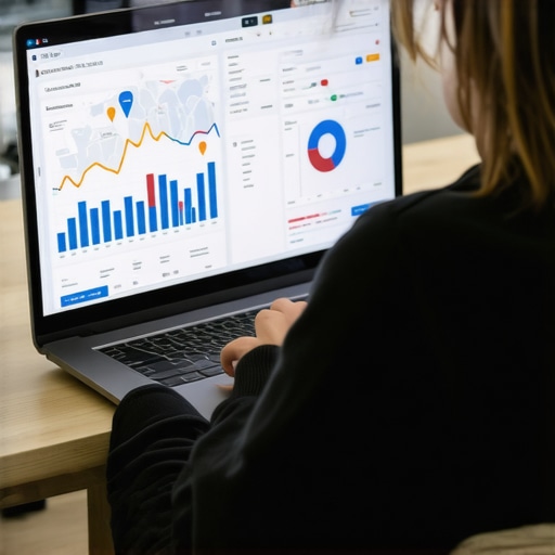 Person reviewing local search performance metrics on a laptop