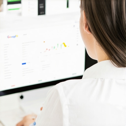 SEO specialist reviewing Google Business Profile data on a laptop