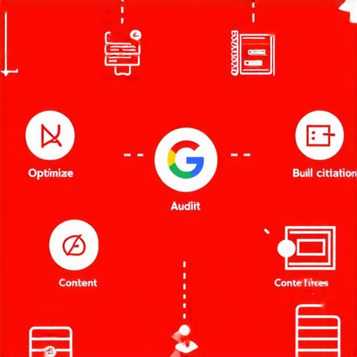 Graphic illustrating the seven core steps for Google Map Pack recovery, including icons for each step.