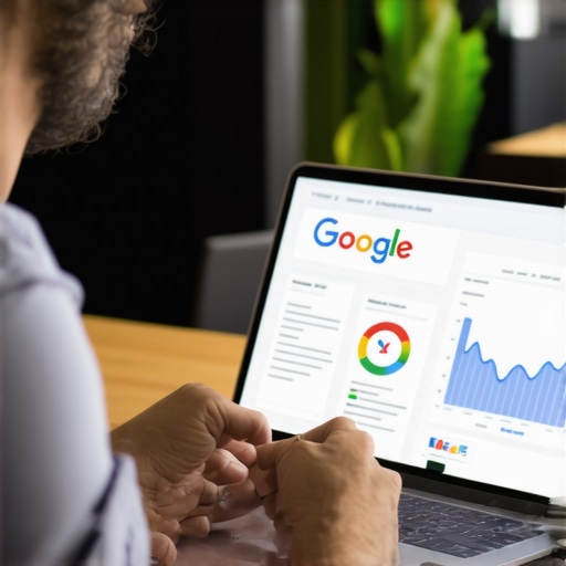 Business owner reviewing local search rankings on a laptop.