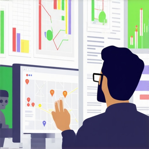 An expert analyzing SEO data and maps on a computer screen for Map Pack recovery