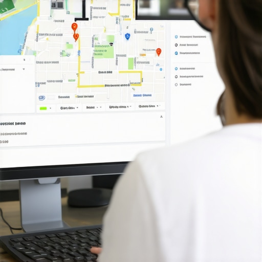 Analyzing Local SEO Data for Google Maps Optimization Business owner reviewing Google Maps and local SEO analytics on a computer