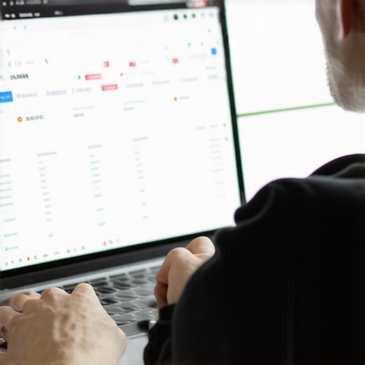 Analyzing Local SEO Data for Map Pack Maintenance Person reviewing local SEO analytics on a laptop