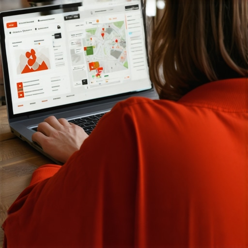 Business owner reviewing local SEO analytics on a laptop