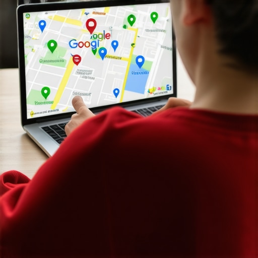 Person reviewing Google Maps analytics on laptop for local business ranking
