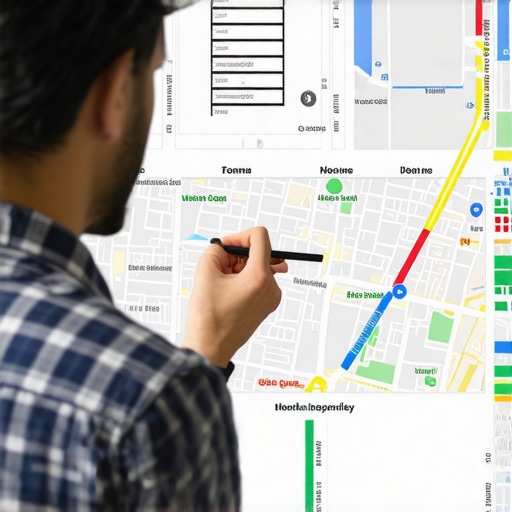 Person analyzing Google Maps location accuracy on computer